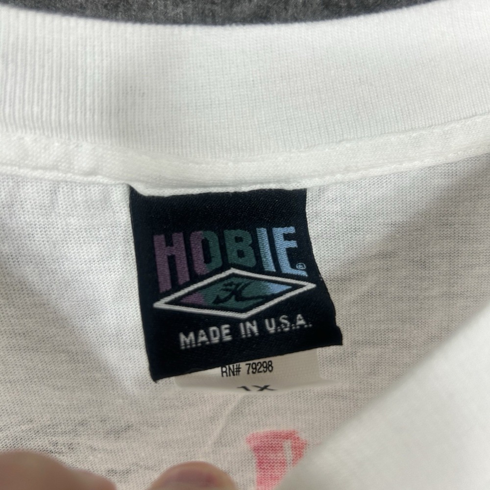 Vintage Hobie T-Shirt 1X Big & Tall White Single Stitch Car Surf Graphic Tee - Picture 10 of 15